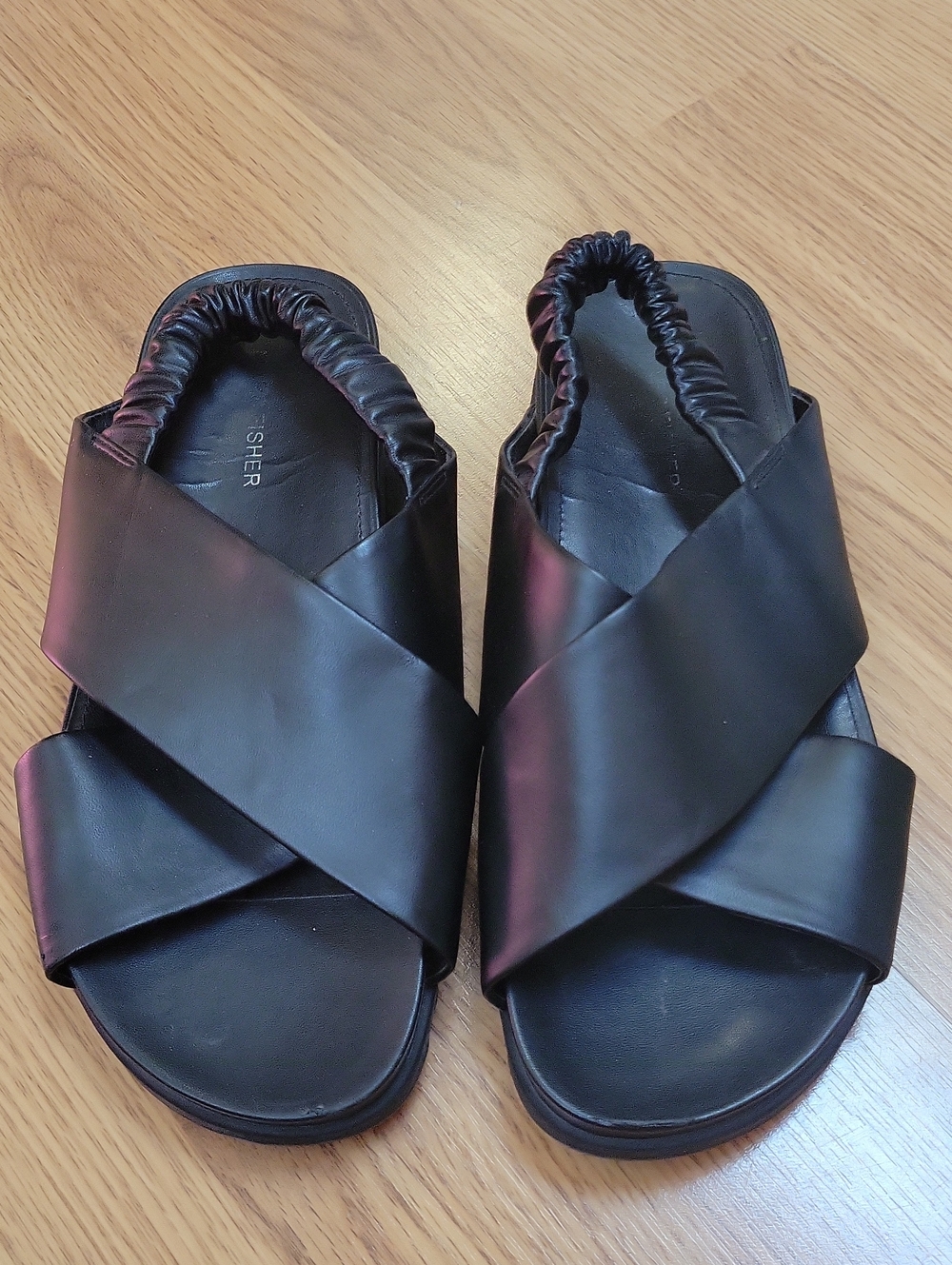 Marc Fisher Black Cross-Strap Slide Sandals